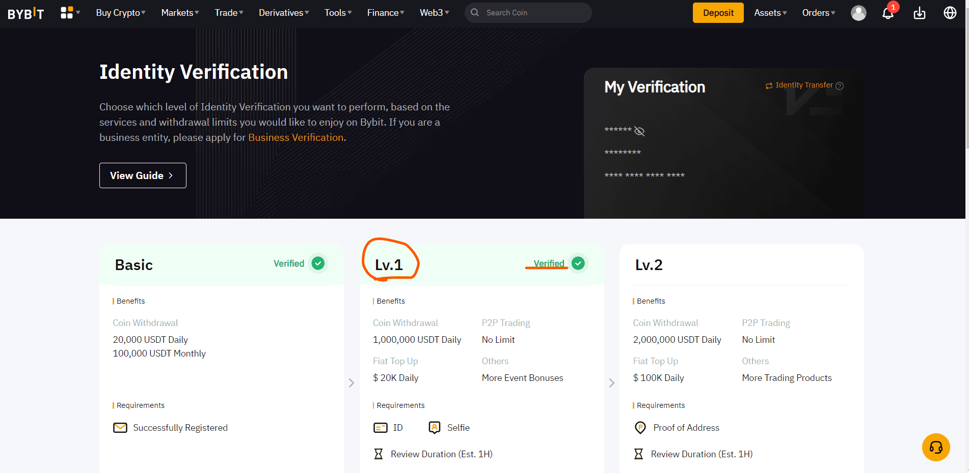 Image of ByBit identity verification second page